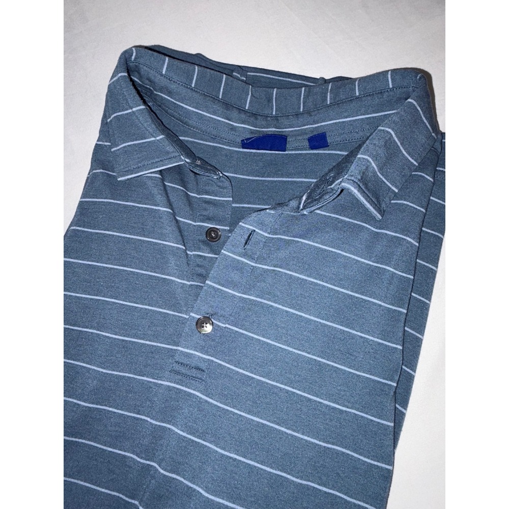 FootJoy Mens Blue Striped Performance Golf Polo Shirt Size Large Short Sleeve